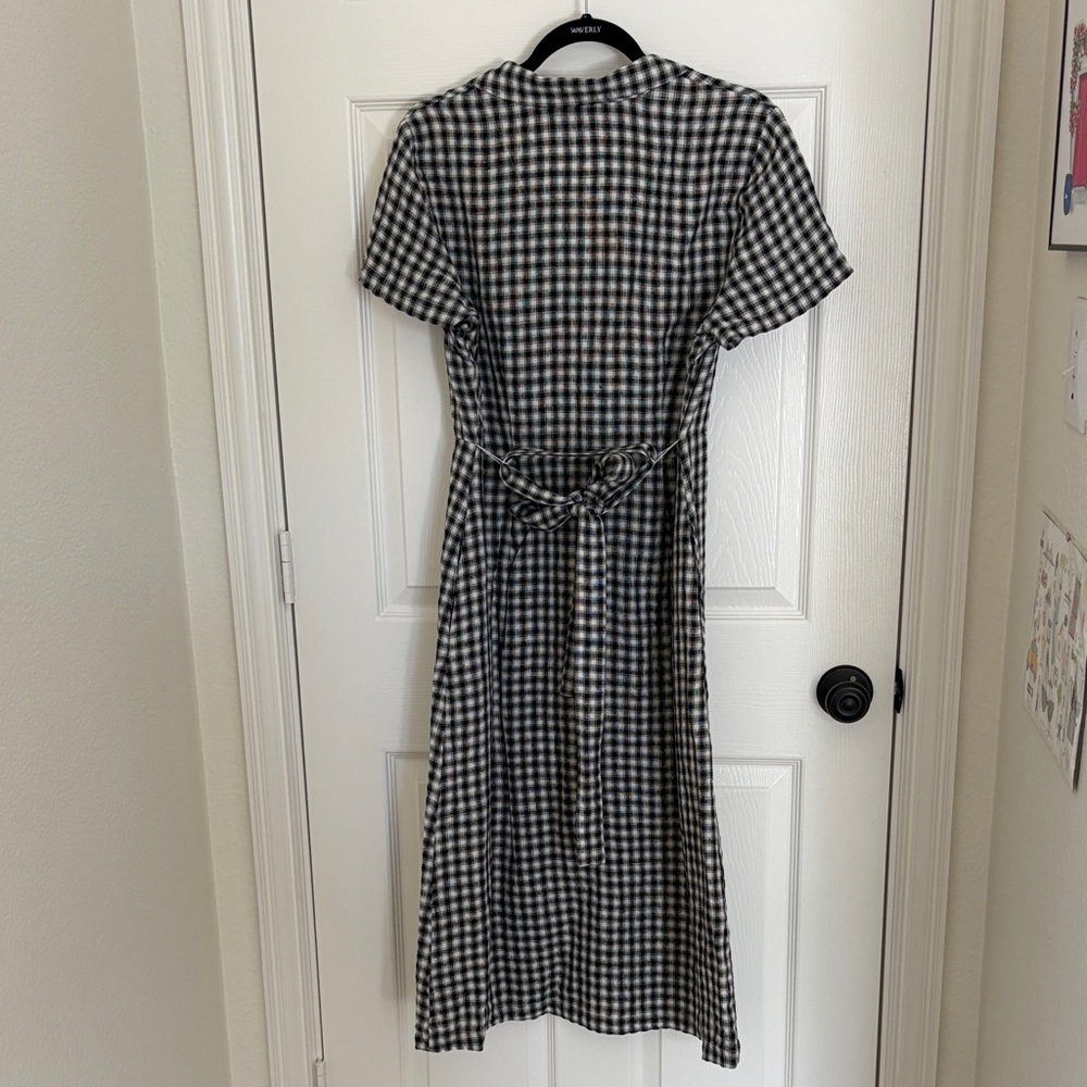 Quince 100% Linen Button Dress Black White Gingham Medium - Picture 4 of 8